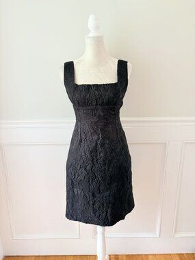 Emilia Wickstead Black Cloque Brocade Metallic Mini Dress UK6 US 2